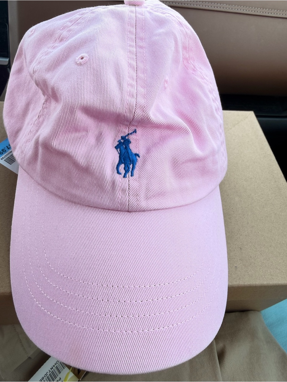 Ralph Lauren Light Pink Baseball Cap with Blue Pony Logo